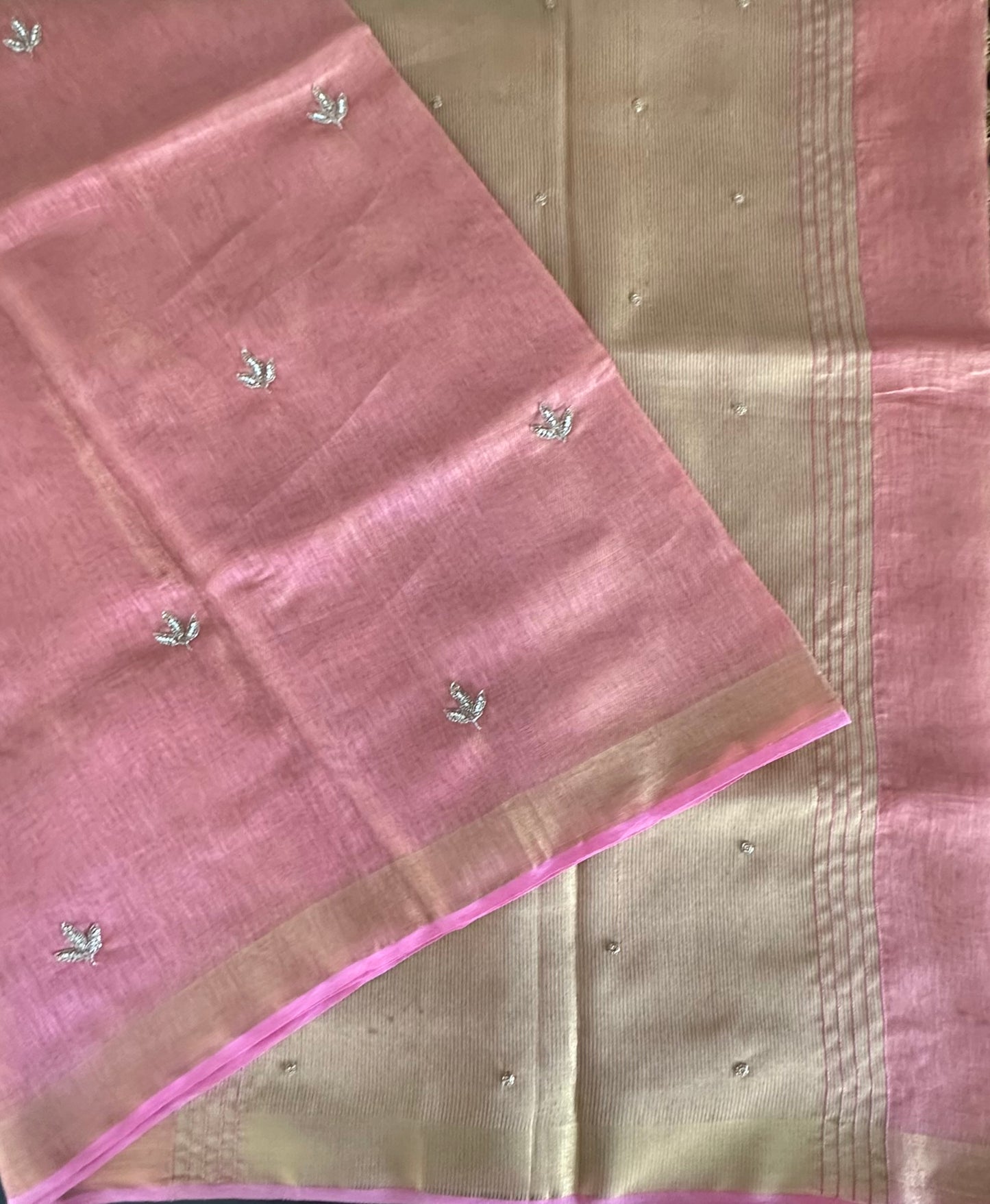 Pink Linen Tissue Saree
