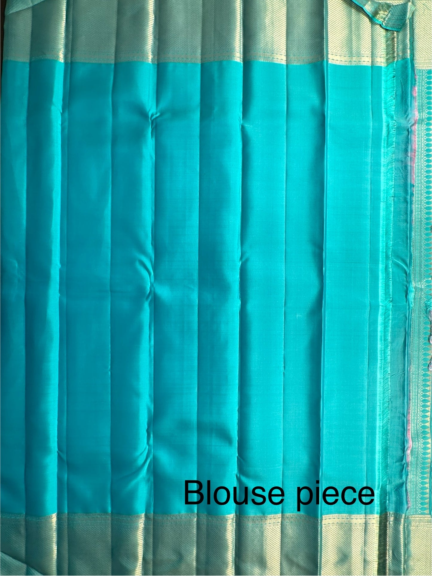 Pink-Firozi  Handloom Kanjivaram Jamawar Pure Silk Saree