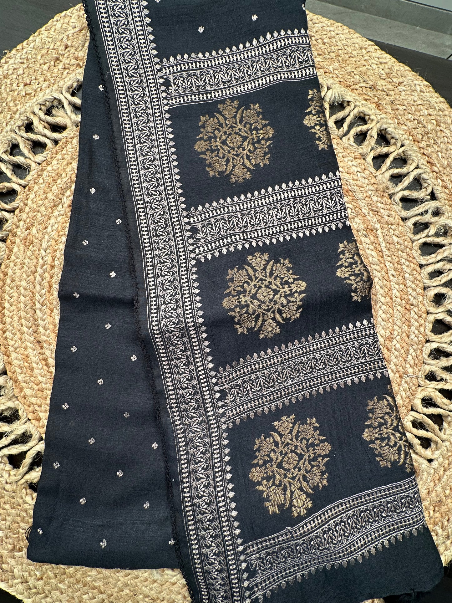 Black Muga Silk Saree