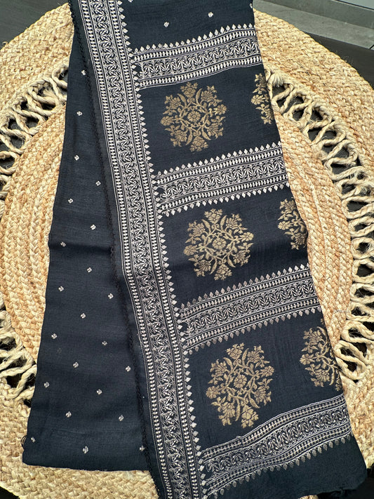 Black Muga Silk Saree