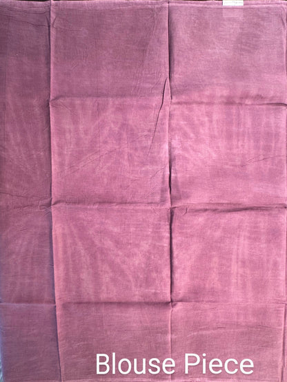 Purple-Coral Pink Batik Pure Cotton Saree