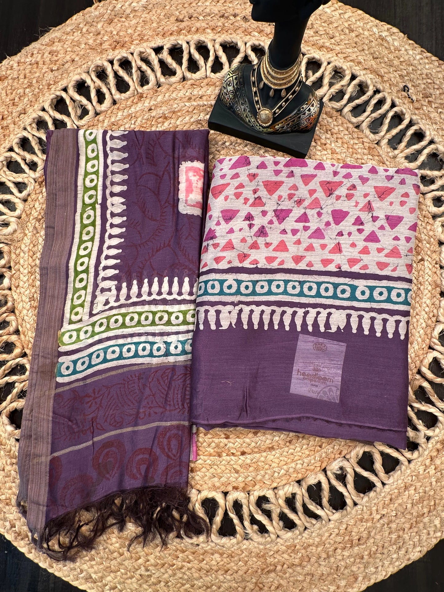 Purple Trisha Printed Chanderi 3-Piece Unstitched Suit