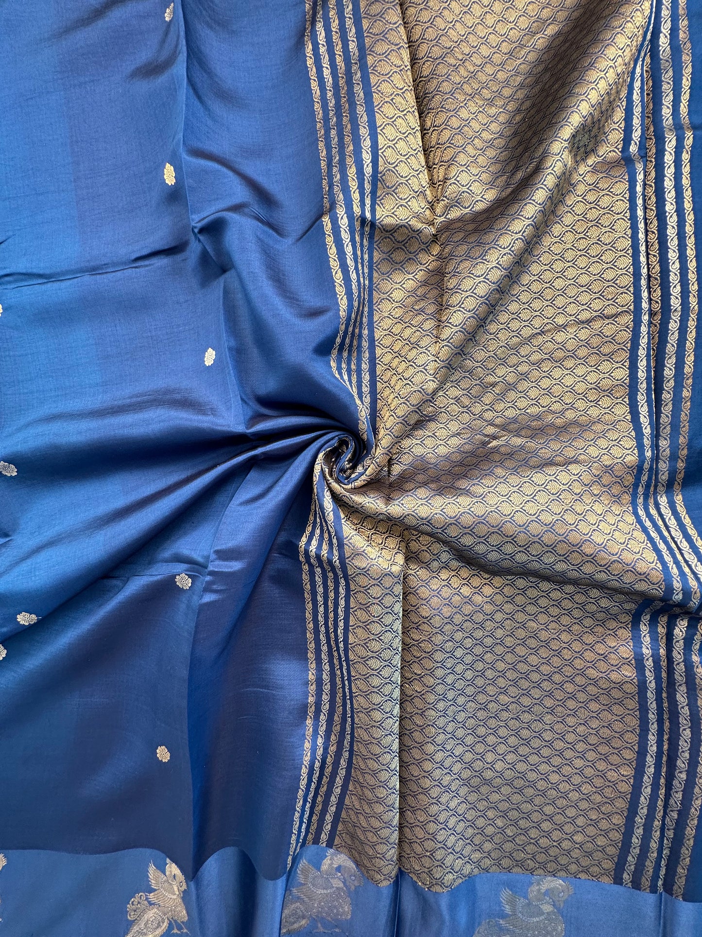 Blue Banarasi Satin Saree