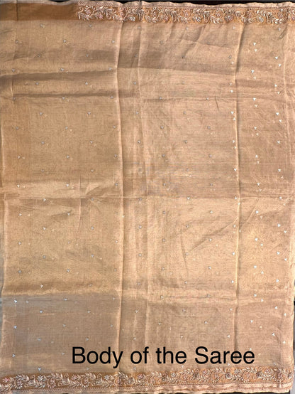 Golden Tissue Silk Saree With Zardozi Work