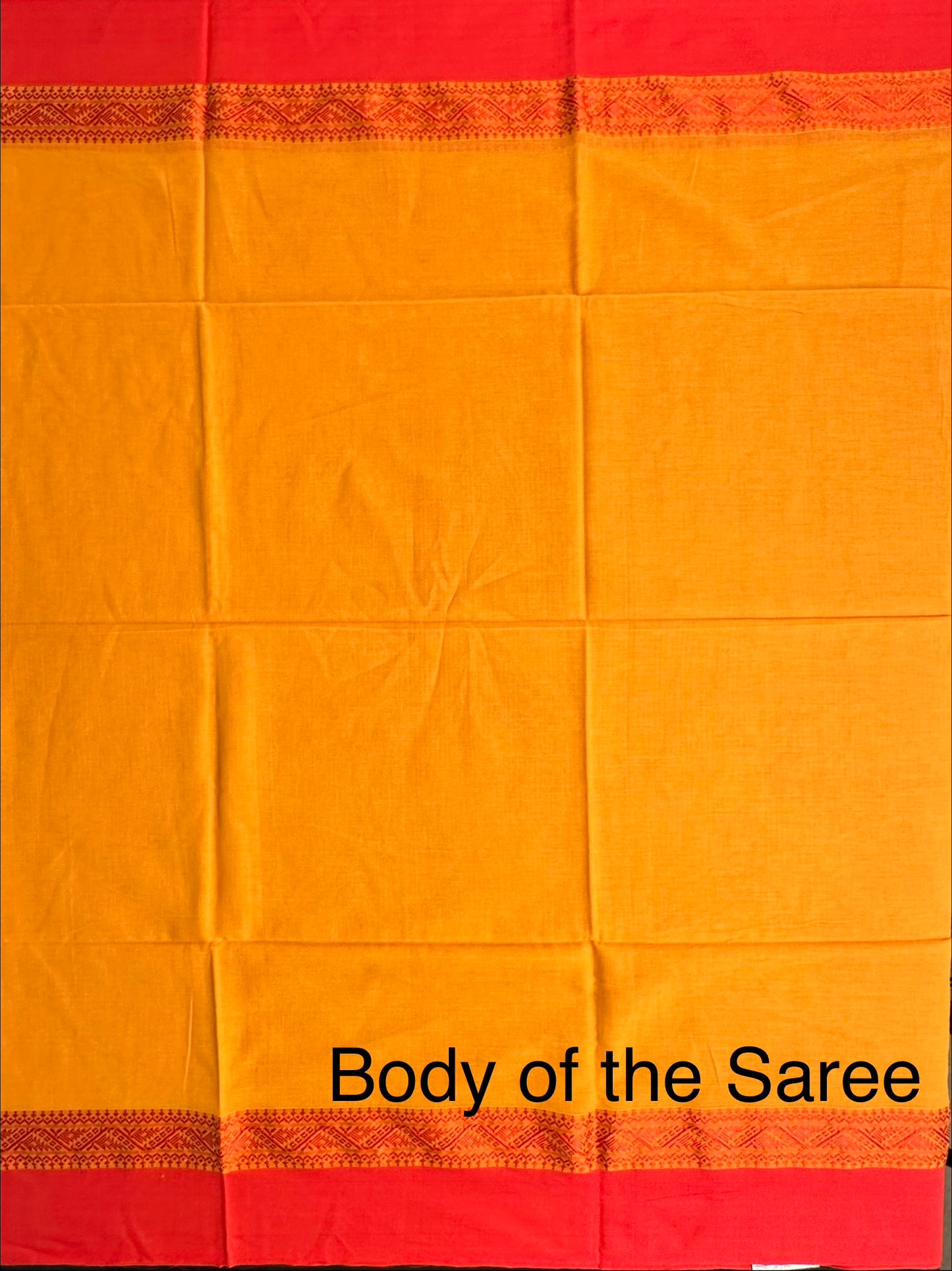 Yellow-Red Piku Bengal Cotton Saree