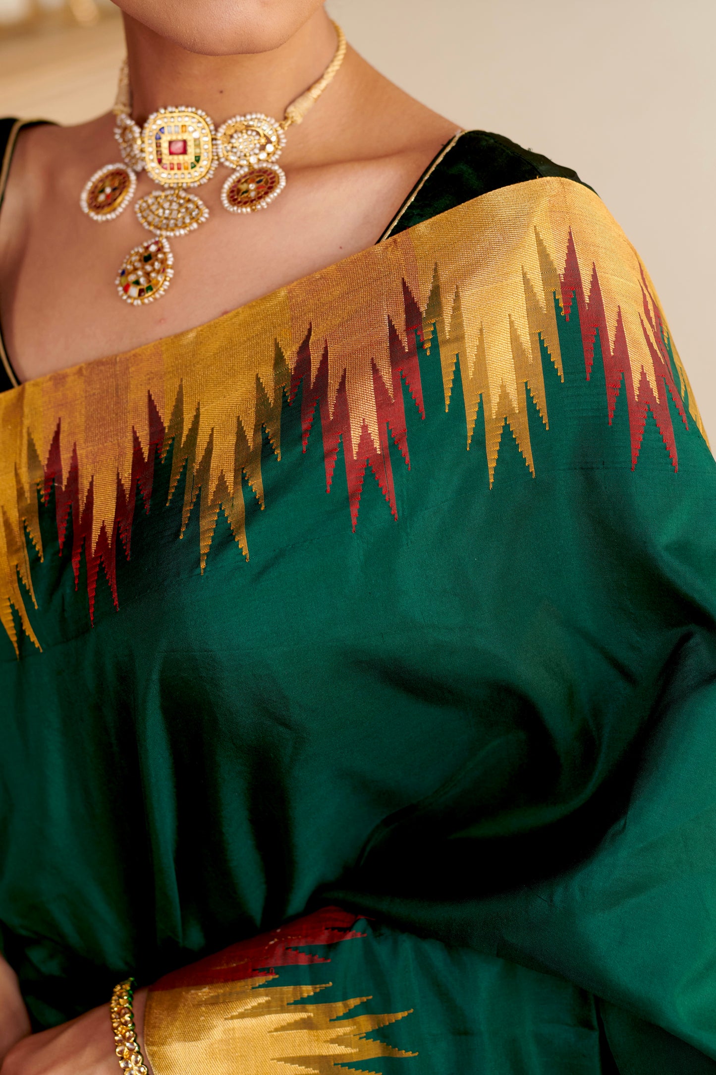 Madurai Temple Border Pure Silk Saree