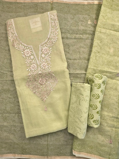Pista 4-Piece Kota Doria Cotton Unstitched Suit