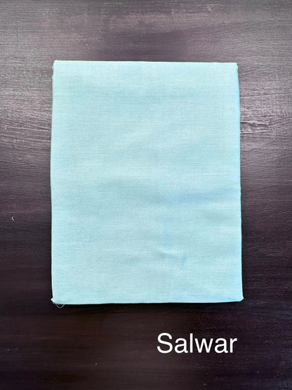 Sky Blue Cotton Chanderi 3-Piece Unstitched Suit