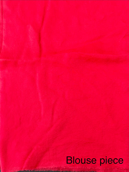 Coral Pink Bandhej Chinon Saree