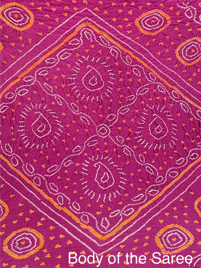 Dusky Pink Rai Bandhej Chinon Saree with Crepe Blouse