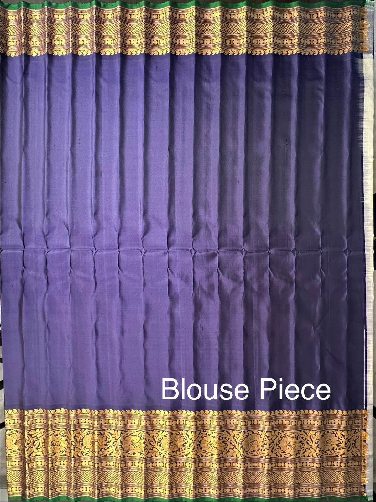 Cream-Navy Blue Gadwal Pure Silk Saree