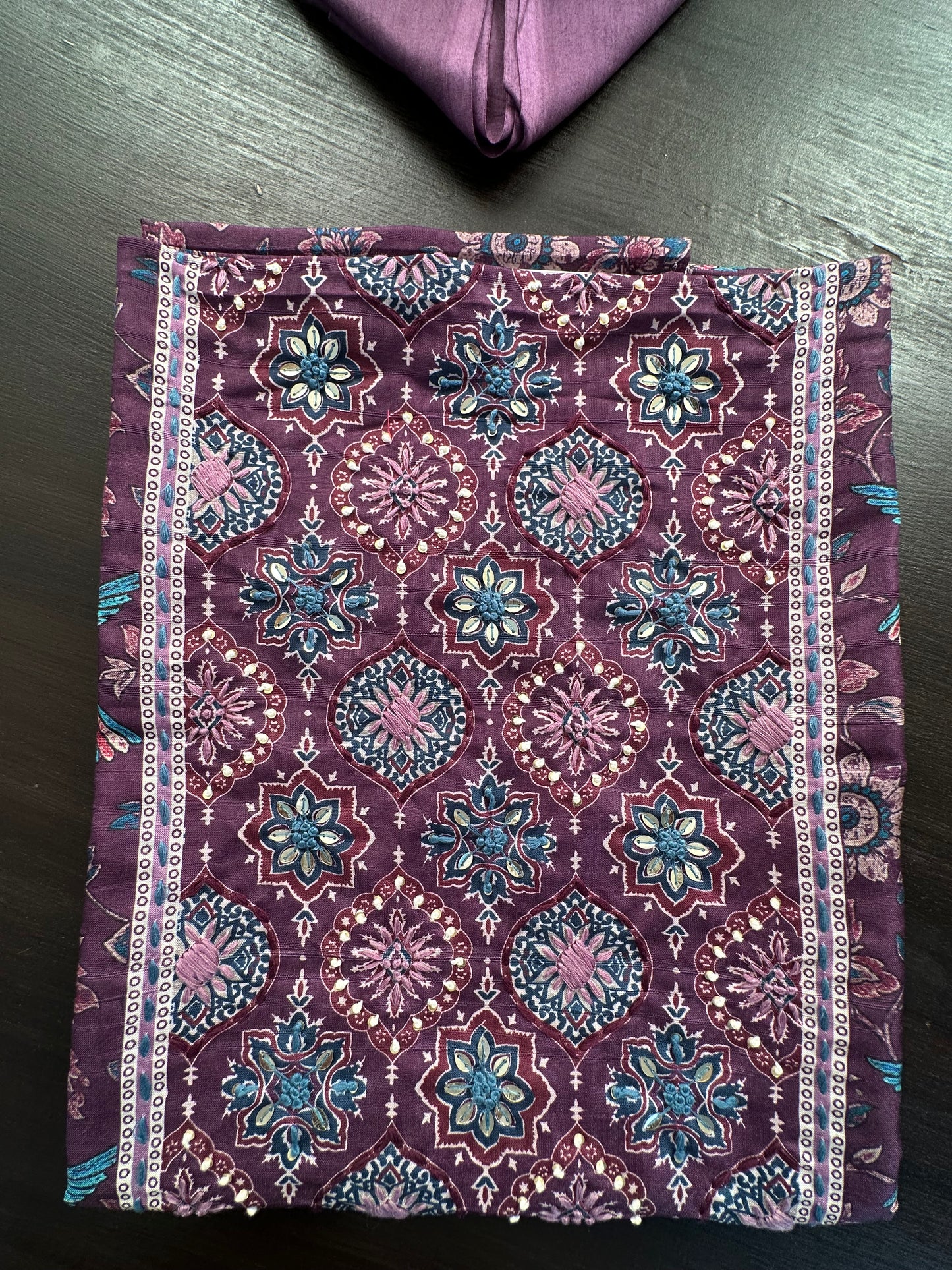 Purple Fancy Cotton 3-Piece Suit