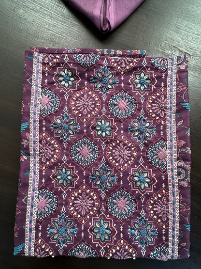 Purple Fancy Cotton 3-Piece Suit