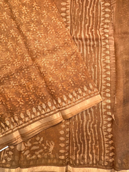 Sand Kota Doria Cotton-Silk Saree