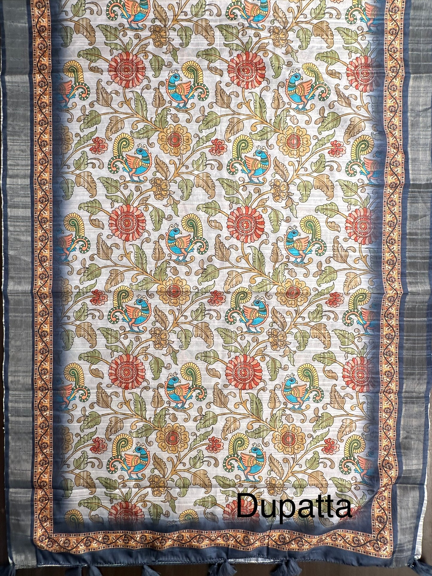 Navy Blue Fancy Cotton 3-Piece Suit