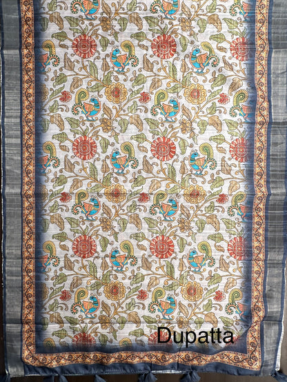 Navy Blue Fancy Cotton 3-Piece Suit