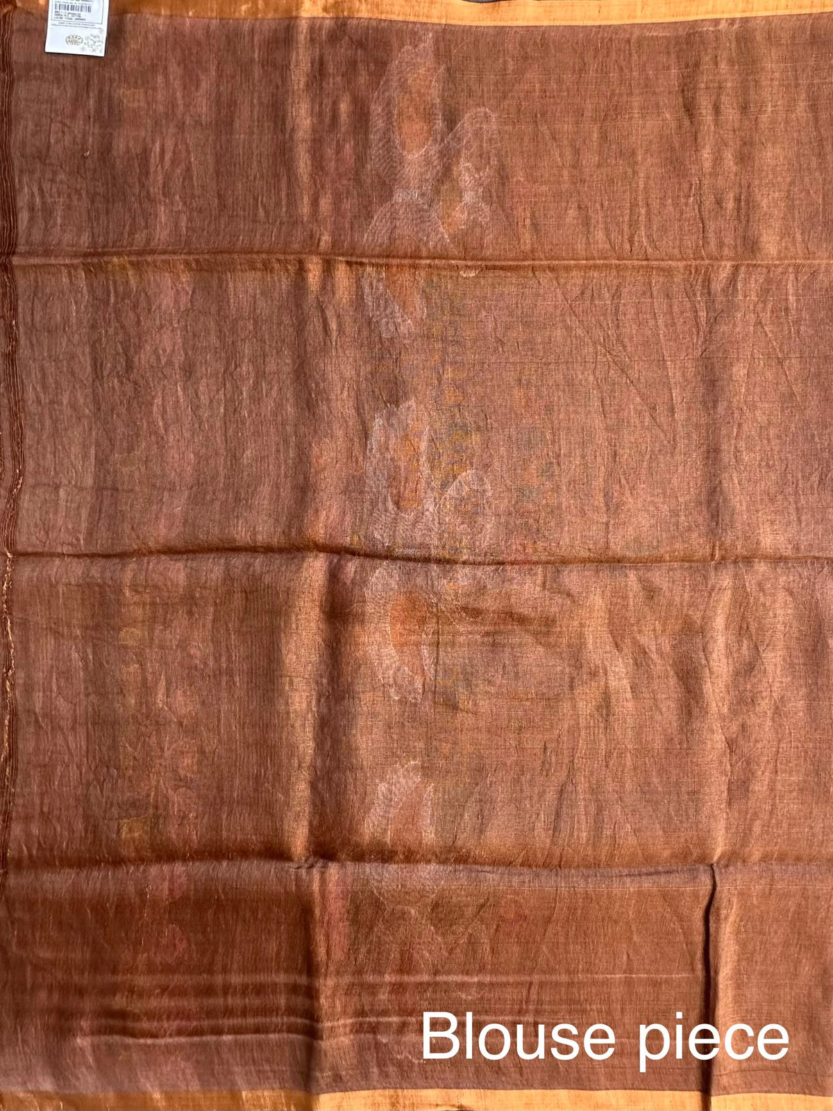 Brown Fancy Cotton Tissue Saree ( Linen Texture)