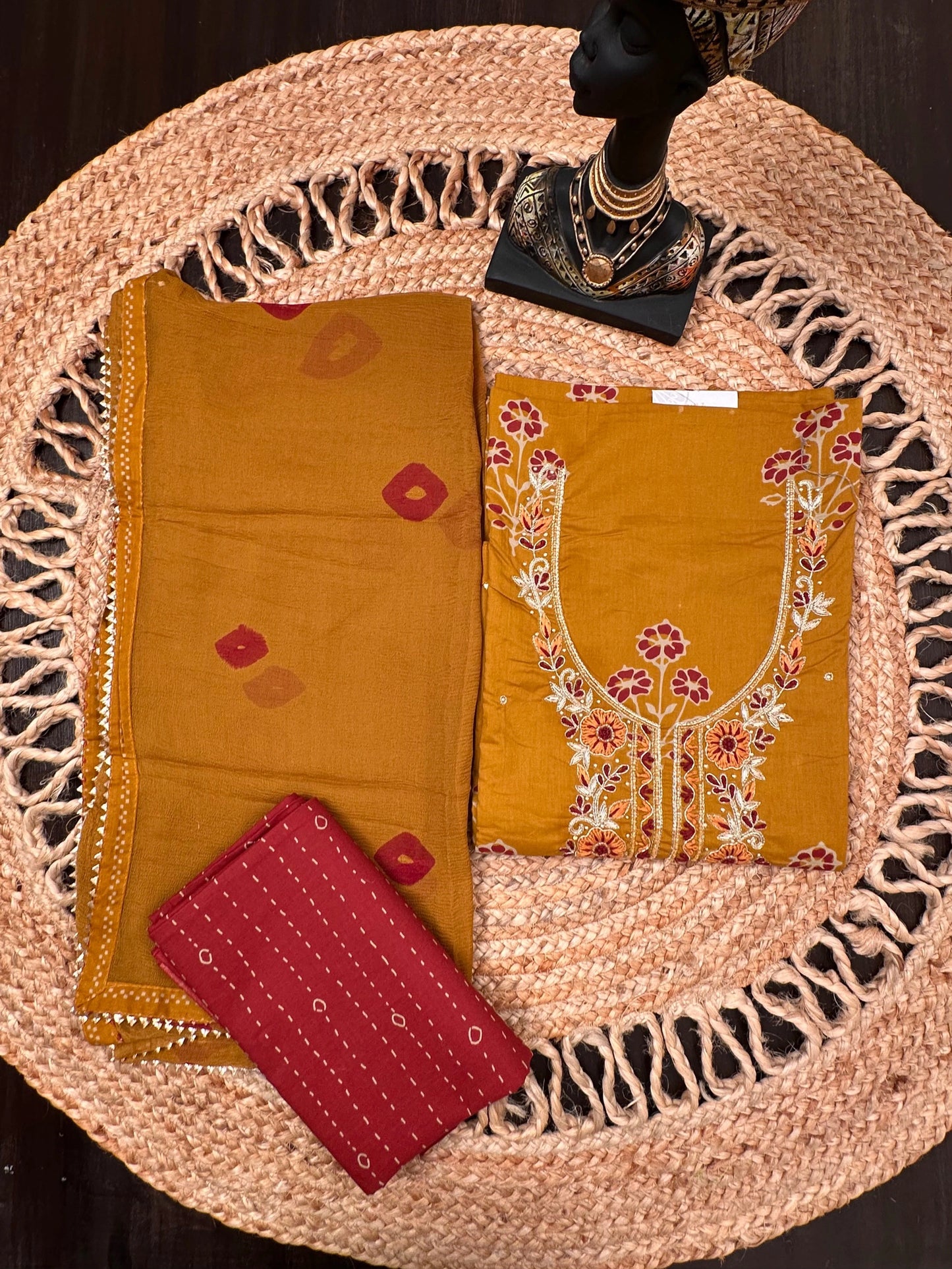 Mustard Jaipuri Pure Cotton Suit