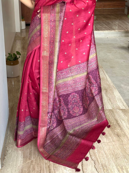 Pink Muga Silk Saree