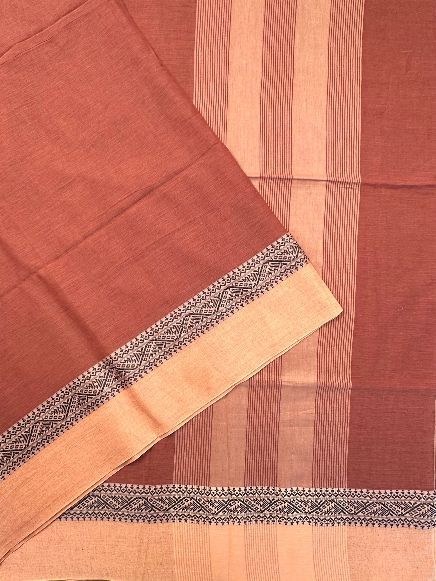 Brown Piku Bengal Cotton Saree