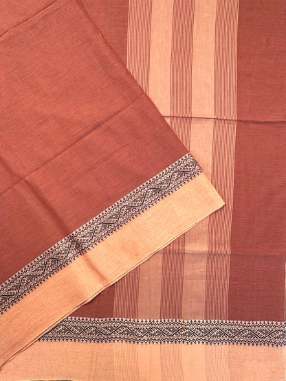 Brown Piku Bengal Cotton Saree
