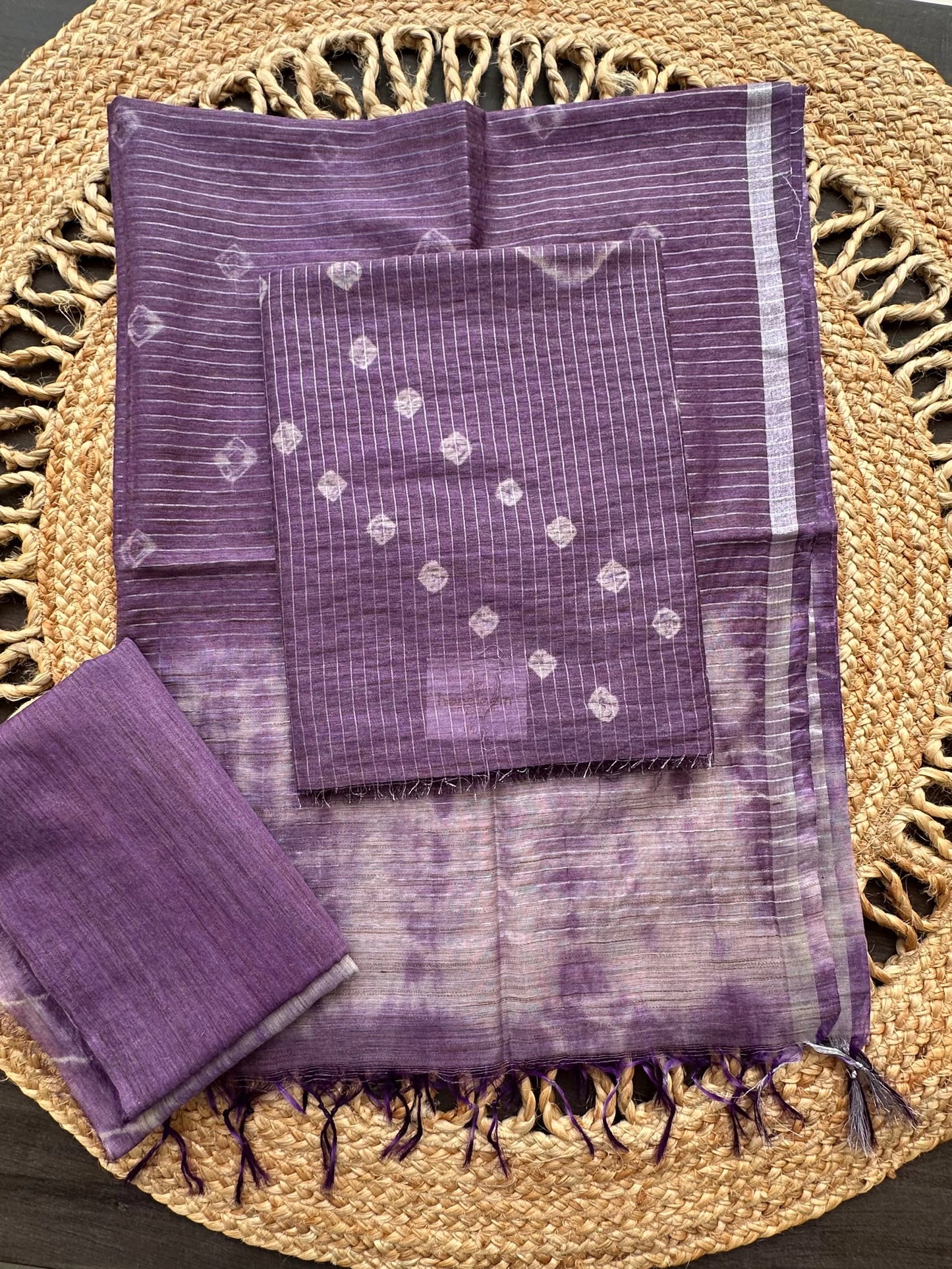 Purple Kumari Art Cotton 3-Piece Suit