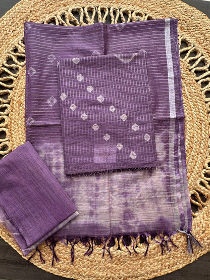 Purple Kumari Art Cotton 3-Piece Suit