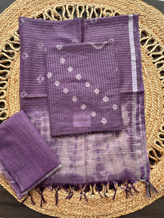 Purple Kumari Art Cotton 3-Piece Suit