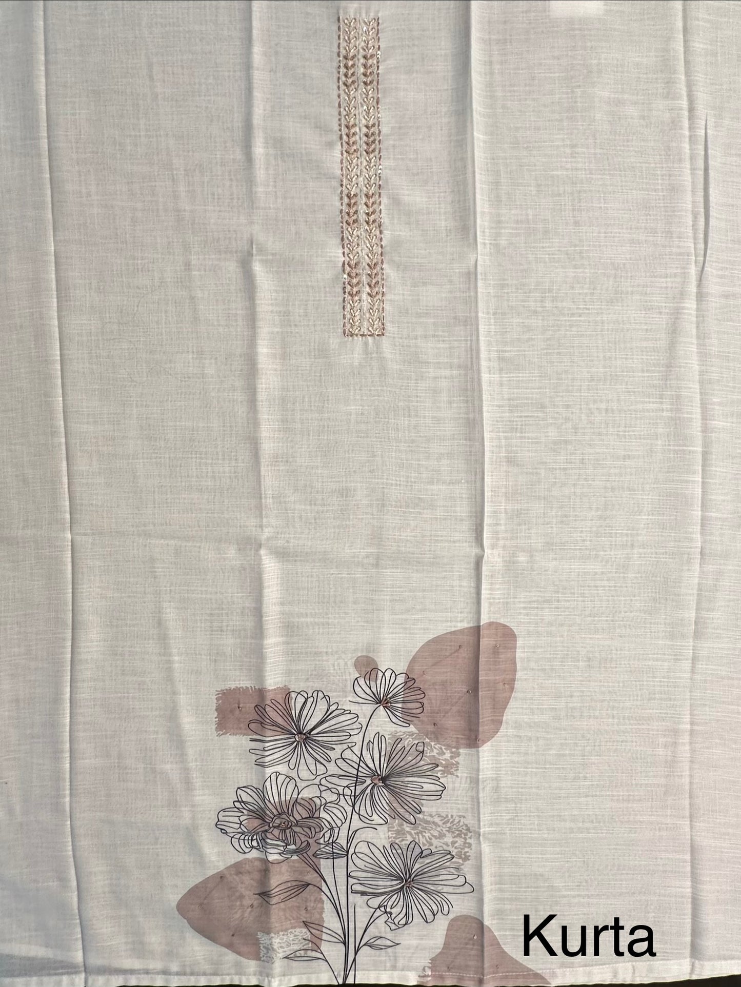 Off White-Beige Necktie Fancy Cotton 3-Piece Suit