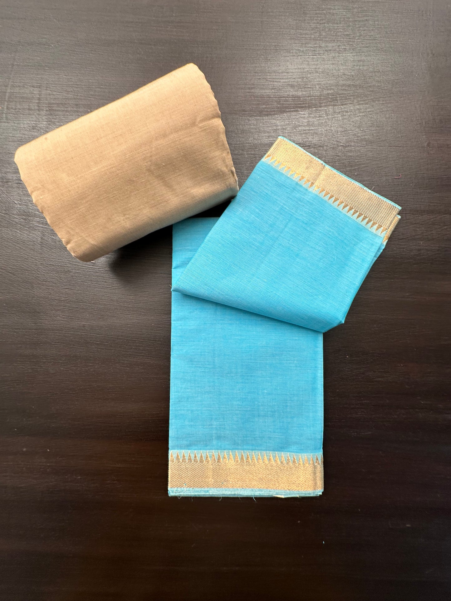 Firozi-Beige Mangalgiri Pure Cotton Unstitched 3-Piece Suit