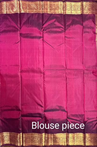 Wine Handloom Kanjivaram Pure Silk Saree