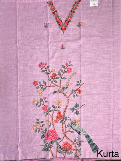 Mauve Dua Hand Embroidered Fancy Cotton Suit