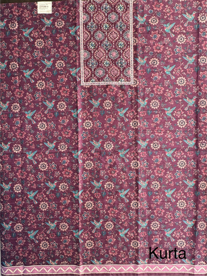 Purple Fancy Cotton 3-Piece Suit