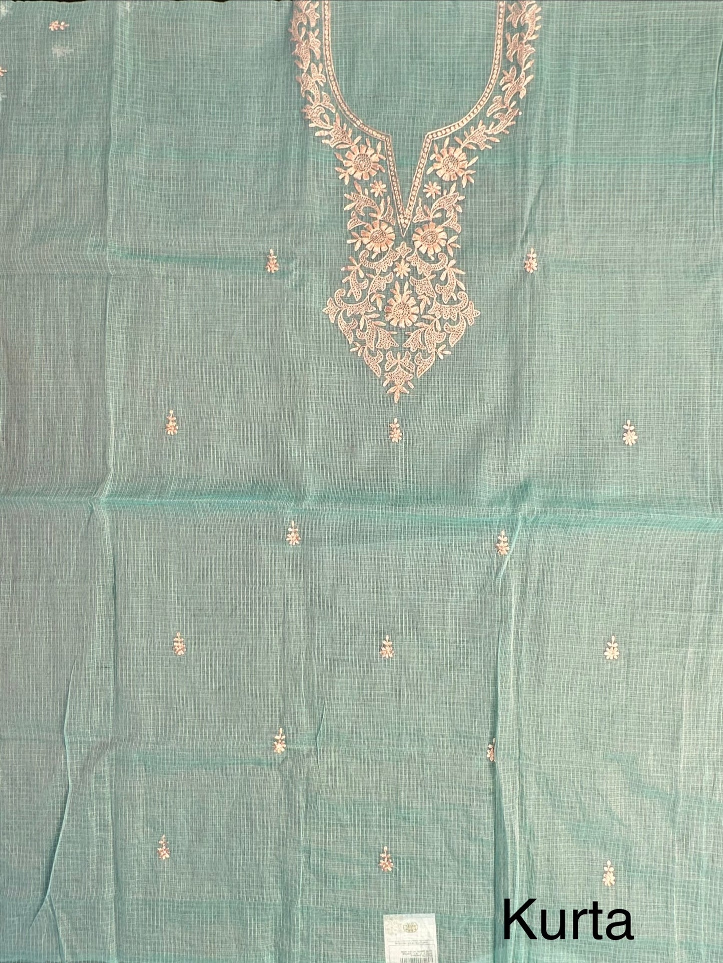 Sea Green 4-Piece Kota Doria Cotton Unstitched Suit
