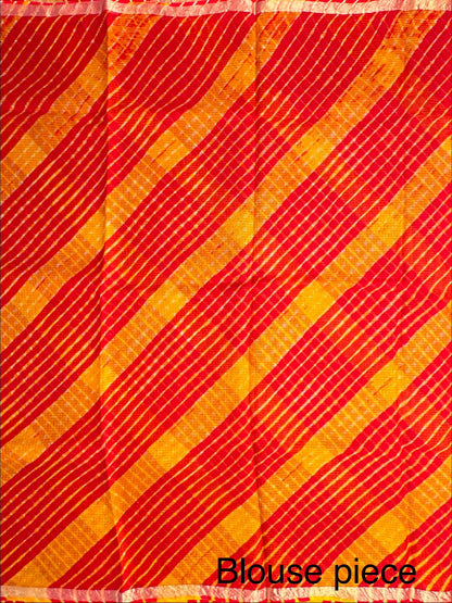 Red-Yellow Mothra Kota Doria Pure Silk Saree