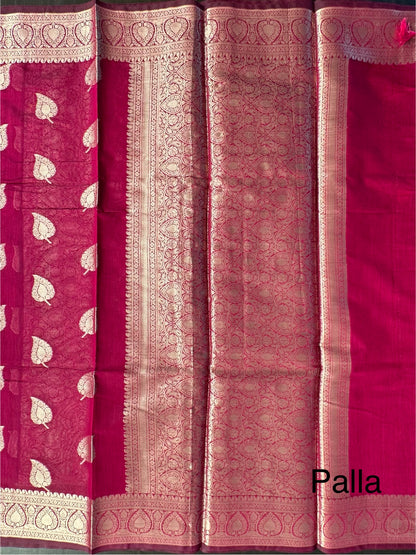 Magenta Chanderi Cotton Saree