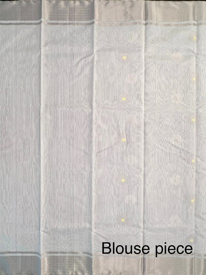 Off White Silver Zari Pure Chanderi Saree