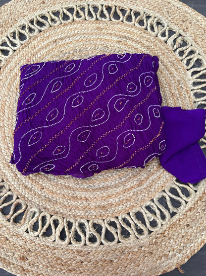 Purple Rai Bandhej Chinon Saree