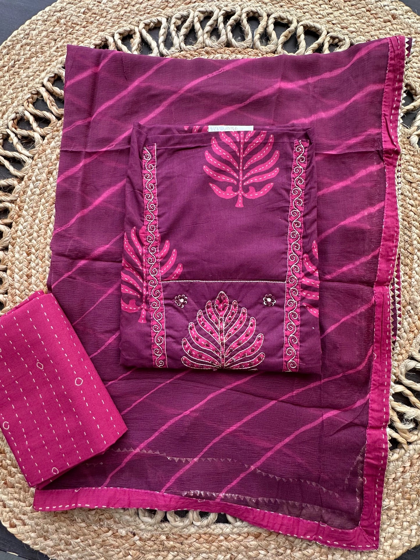 Magenta Rati Printed Pure Cotton Suit