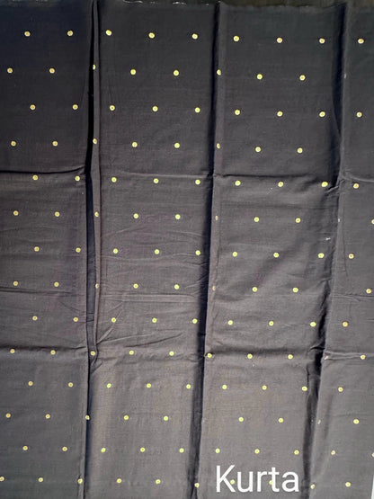 Black South Cotton Unstitched 3-Piece Suit