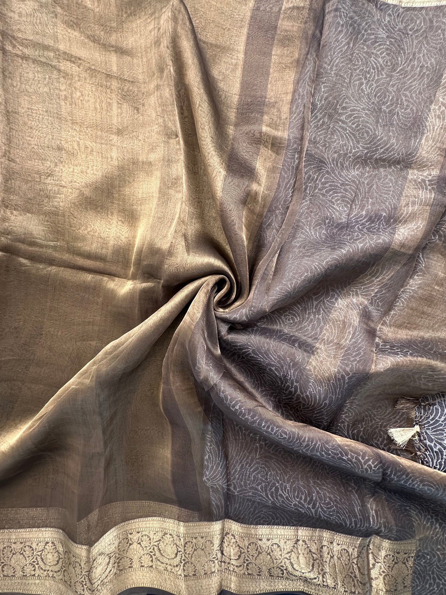 Grey Banarasi Pure Tissue Saree