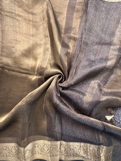 Grey Banarasi Pure Tissue Saree