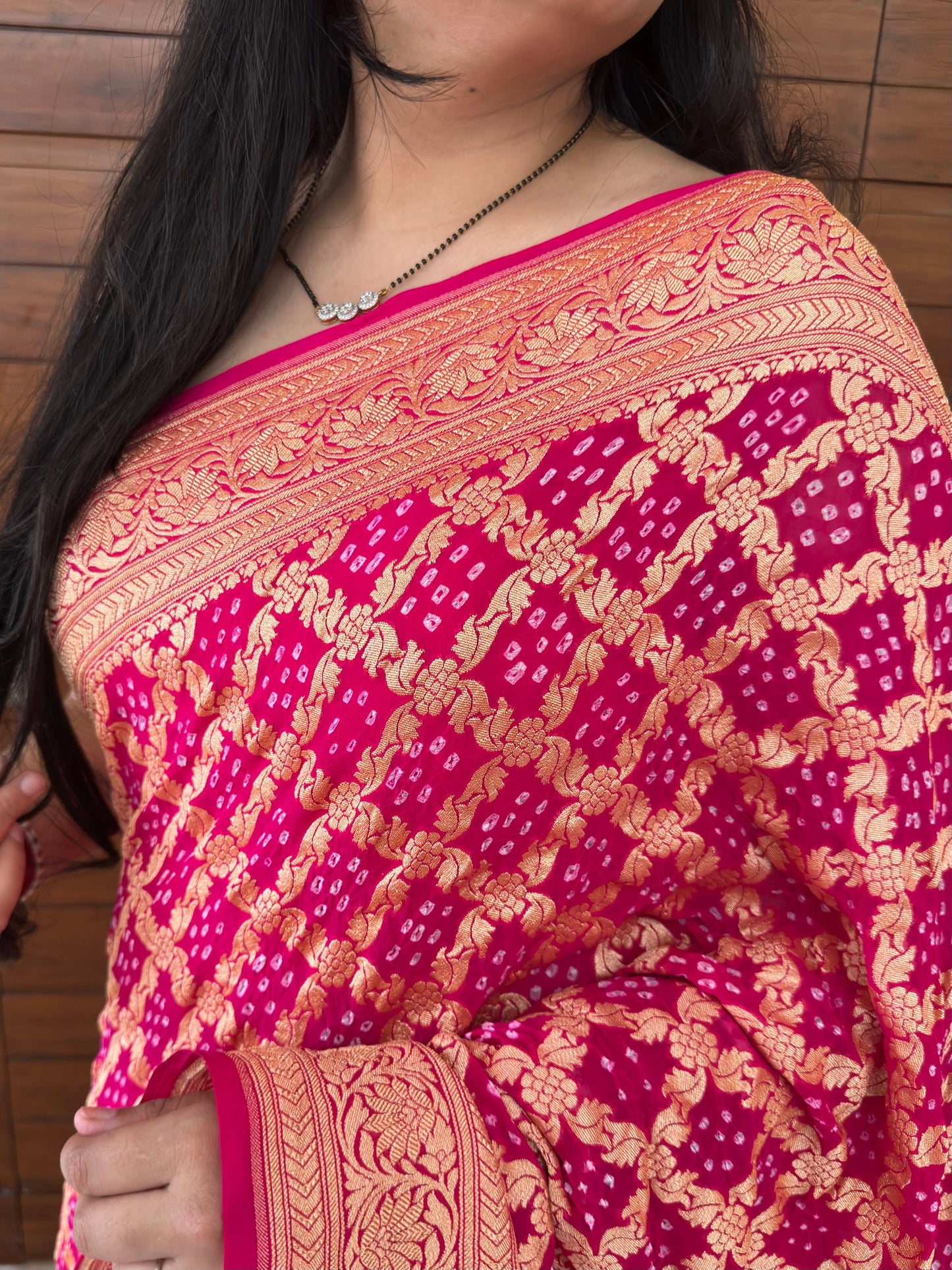 Rani Gharchola Bandhej Pure Georgette Saree