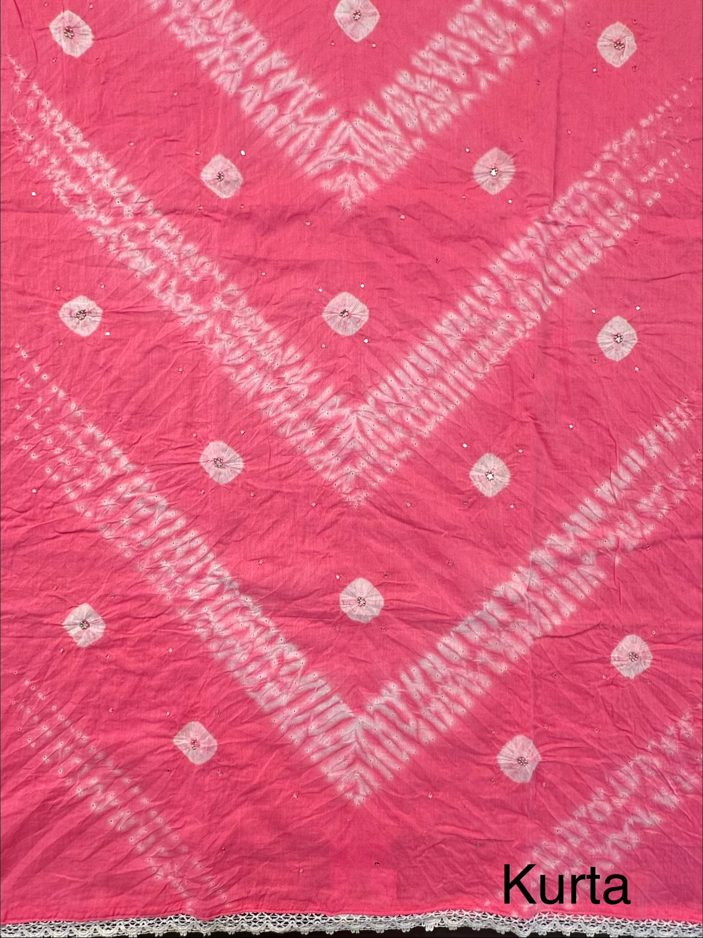 Pink Batik Bandhini Hand Tie-Dye Pure Cotton 3-Piece Unstitched Suit