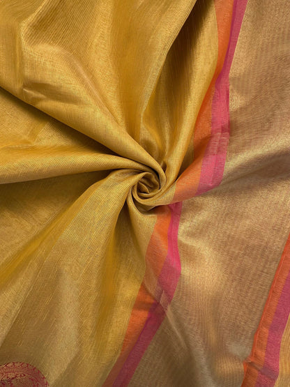 Yellow Kirat Tissue Saree