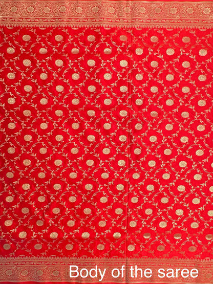 Red Banarasi Jaal Artificial Silk Saree