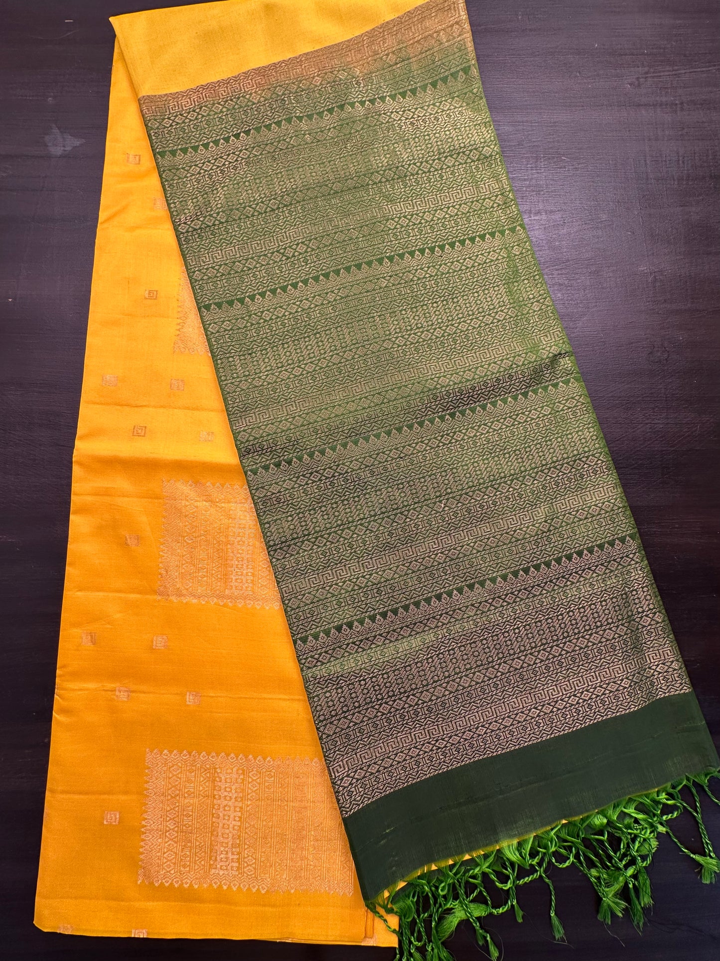 Yellow-Green Handloom Pure Soft Silk Saree