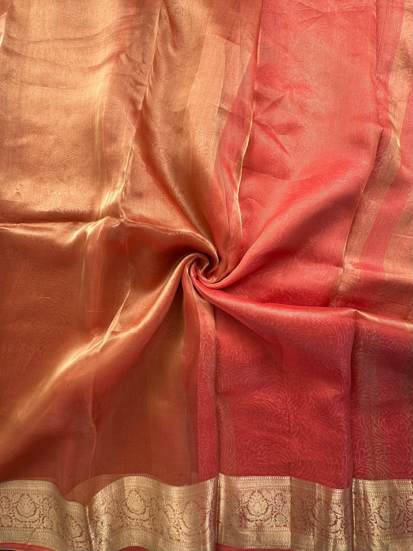 Peach Banarasi Pure Tissue Saree