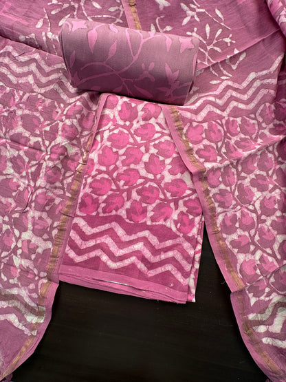 Magenta Cotton Chanderi Suit