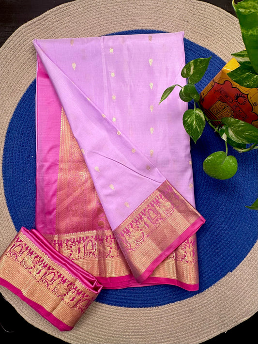 Purple Pondicherry Pure Silk Saree